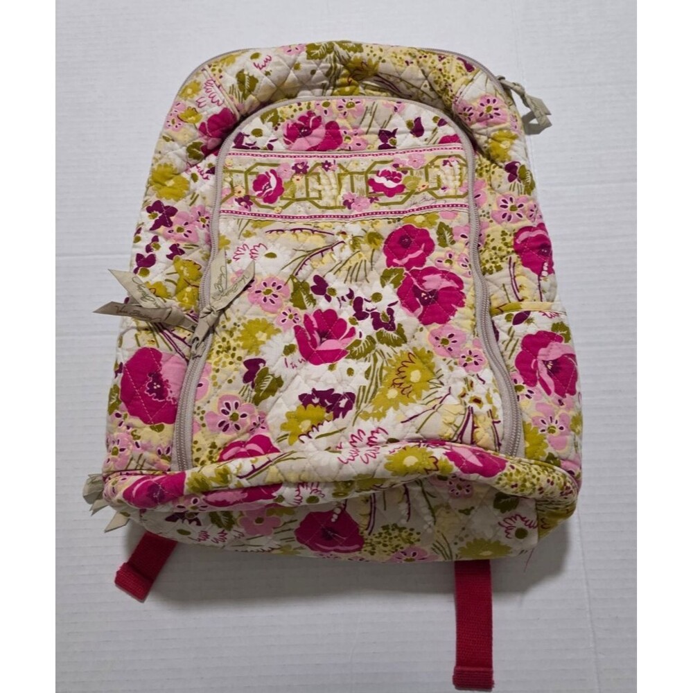 Vera Bradley Campus Backpack Quilted Floral Pink Green